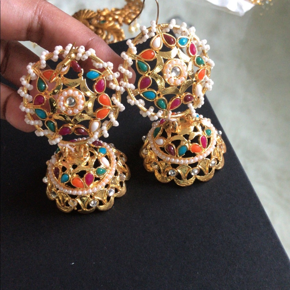 Multicolored large jhumki